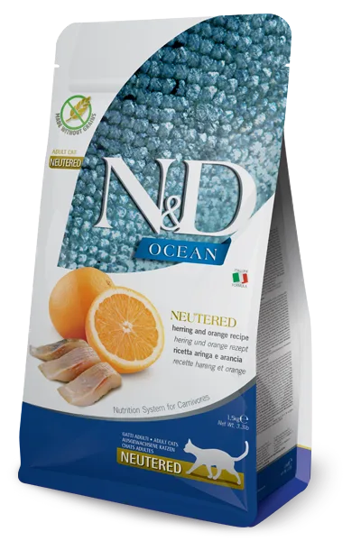 N&D Tahılsız Ocean Ringa Balığı & Portakal Kısırlaştırılmış Yetişkin Kedi Maması | %100 Orijinal & SKT Garantili