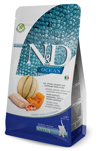 N&D Tahılsız Pumpkin Morina Balığı, Karides, Balkabağı & Kavun Kitten Yavru Kedi Maması | %100 Orijinal & SKT Garantili