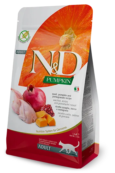 N&D Tahılsız Pumpkin Bıldırcın, Balkabağı & Nar Yetişkin Kedi Maması | %100 Orijinal & SKT Garantili