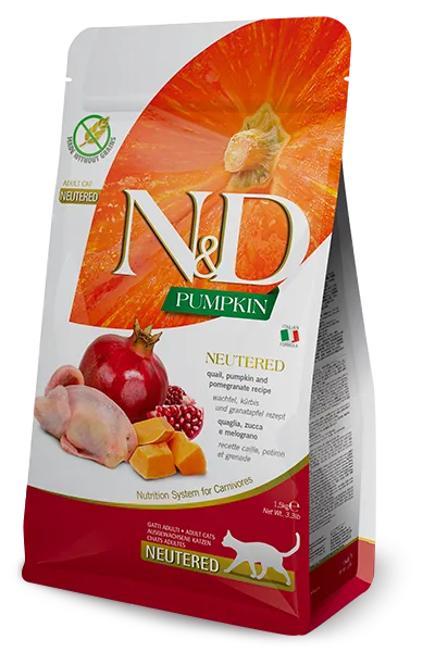 N&D Tahılsız Pumpkin Bıldırcın, Balkabağı & Nar Kısırlaştırılmış Yetişkin Kedi Maması | %100 Orijinal & SKT Garantili