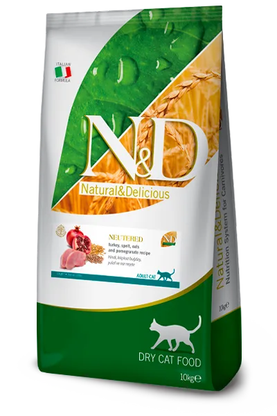 N&D Düşük Tahıllı Hindi, Kılçıksız Buğday, Yulaf & Nar Kısırlaştırılmış Yetişkin Kedi Maması | %100 Orijinal & SKT Garantili
