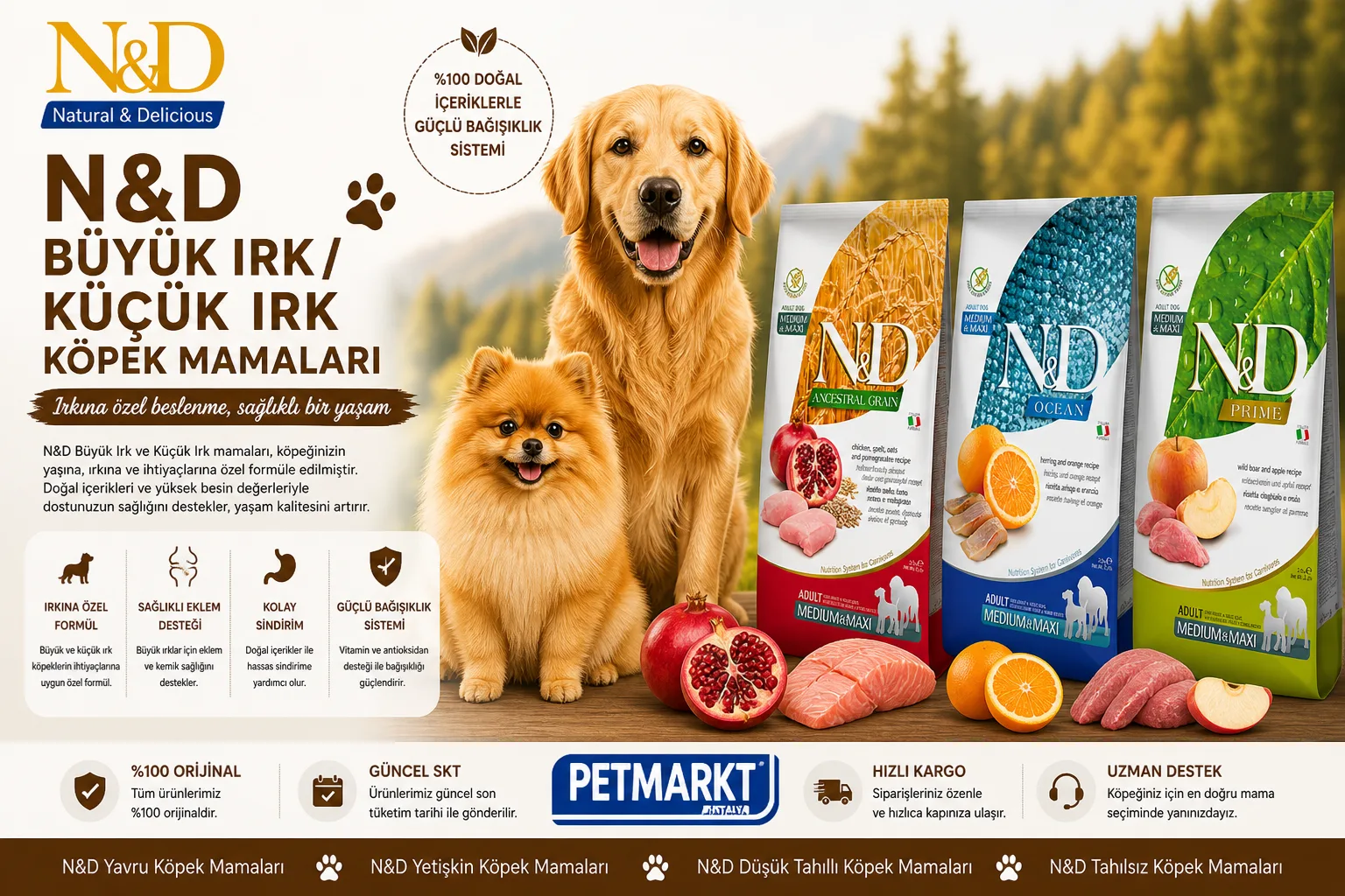 🐶 N&D Büyük Irk / Küçük Irk Köpek Mamaları