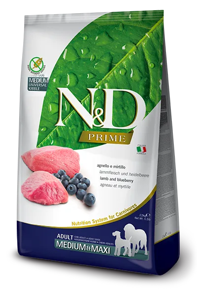 N&D Tahılsız Kuzu Etli Yaban Mersinli Adult Medium & Maxi Tahılsız Yetişkin Köpek Maması | %100 Orijinal & SKT Garantili