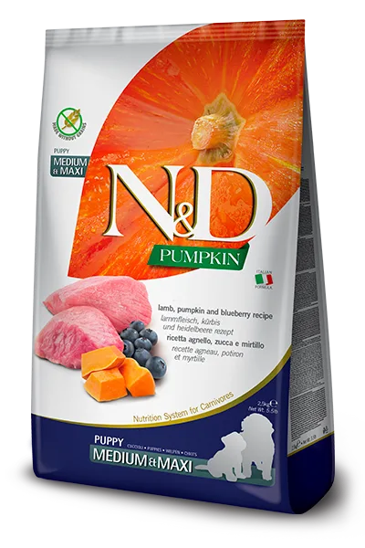 N&D Tahılsız Kuzu, Balkabağı & Yaban Mersini Puppy Medium & Maxi Köpek Maması | %100 Orijinal & SKT Garantili