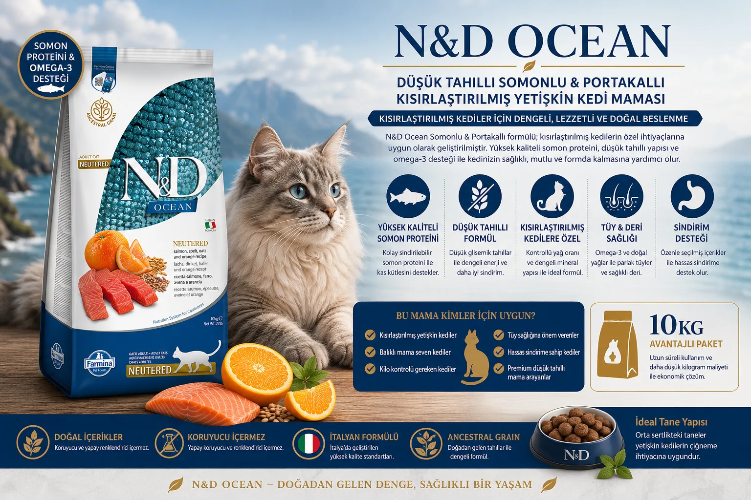 N&D Ocean Somonlu Kısırlaştırılmış Kedi Maması İncelemesi (10 KG)