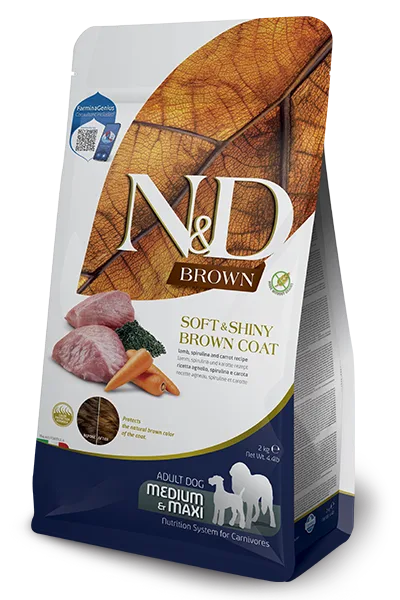 N&D Tahılsız Brown Kuzu Eti, Spirulina & Havuç Adult Yetişkin Medium & Maxi Köpek Maması | %100 Orijinal & SKT Garantili