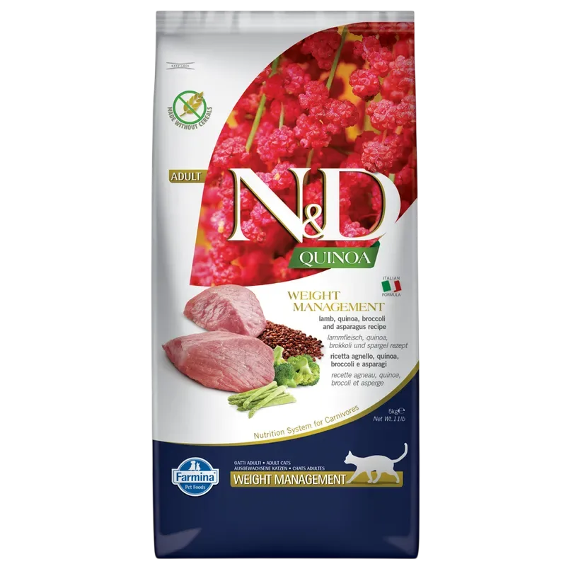 N&D Quinoa Weight Management Kuzu, Kinoa, Brokoli ve Kuşkonmazlı Yetişkin Kedi Maması | %100 Orijinal & SKT Garantili