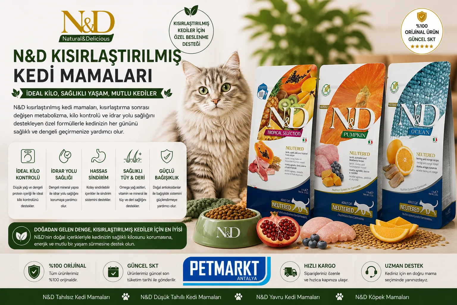 🐱 N&D Kısırlaştırılmış Kedi Mamaları