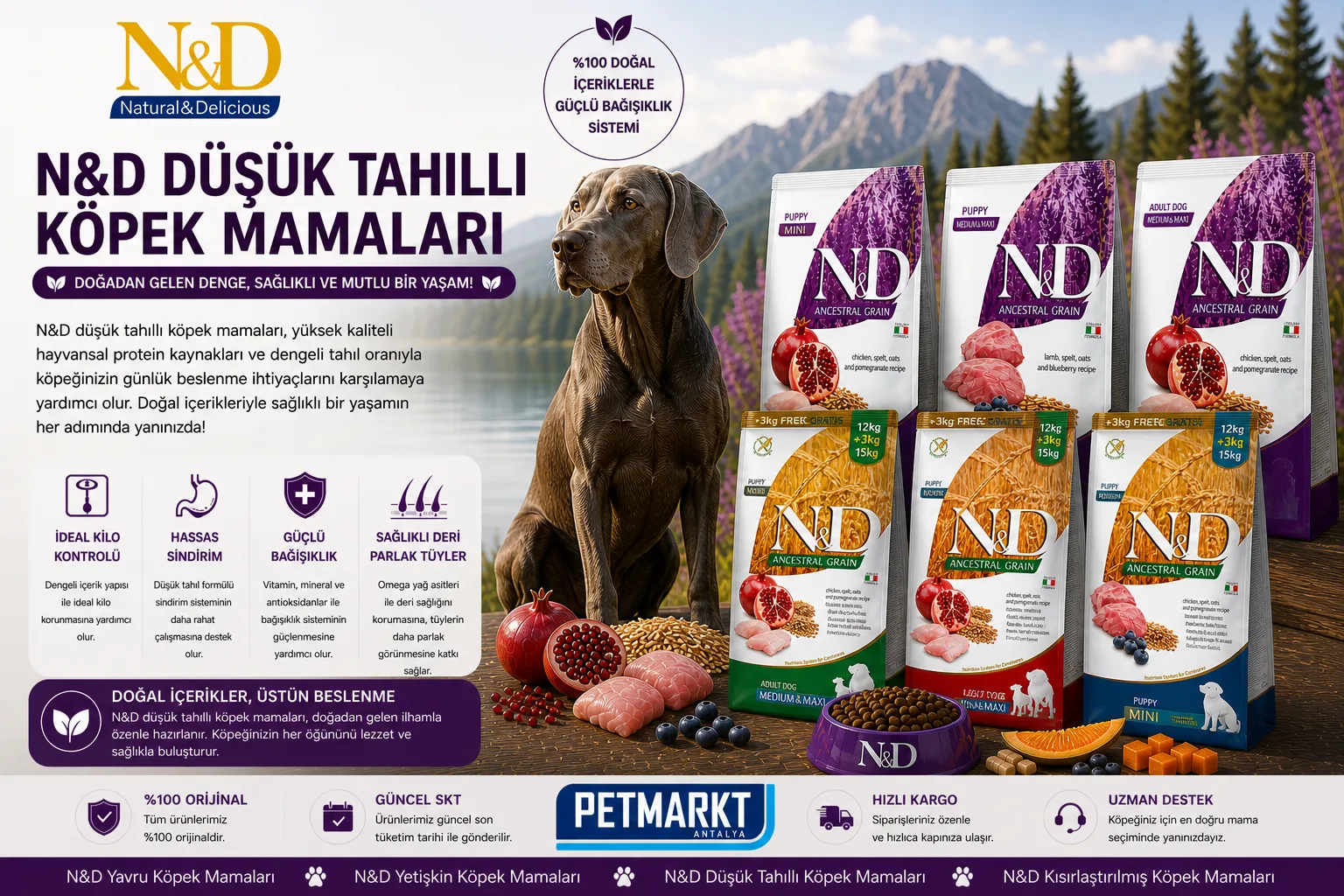 🐶 N&D Düşük Tahıllı Köpek Mamaları