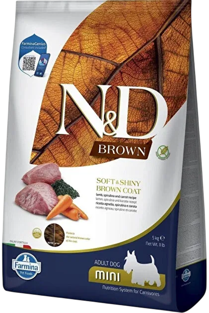 N&D Tahılsız Brown Kuzu Eti, Spirulina & Havuç Adult Mini Küçük Irk Köpek Maması | %100 Orijinal & SKT Garantili